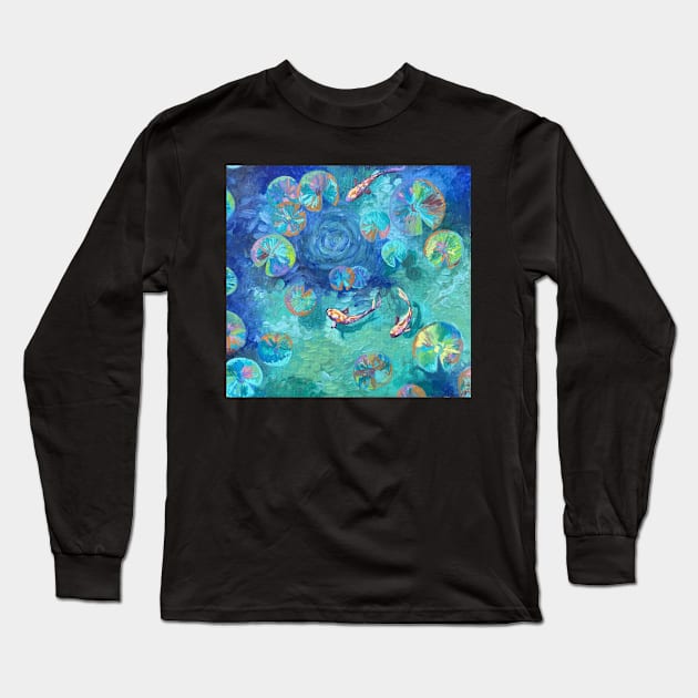 Pond of Fish and Lilly Pads Long Sleeve T-Shirt by vickykuprewicz